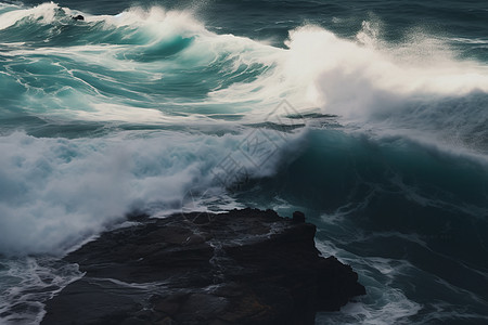 暴雨中的海浪背景图片