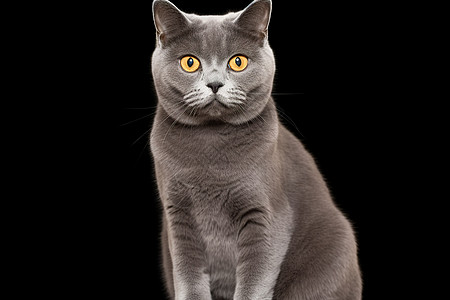 沉稳呆萌的灰色英短猫背景图片