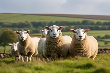 羊养殖绿野上的一群羊背景