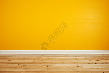 黄色墙壁和木质地板的房间背景图片