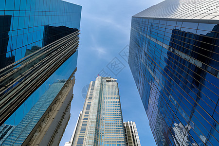 现代化都市的金融区摩天大楼背景图片