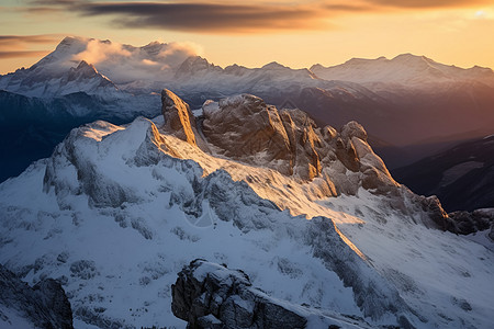 冬季白雪覆盖的山脉景观背景图片