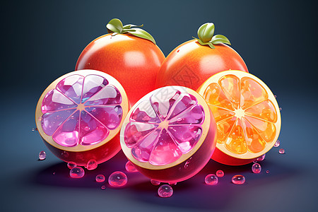 晶莹剔透的水果创意插图背景图片