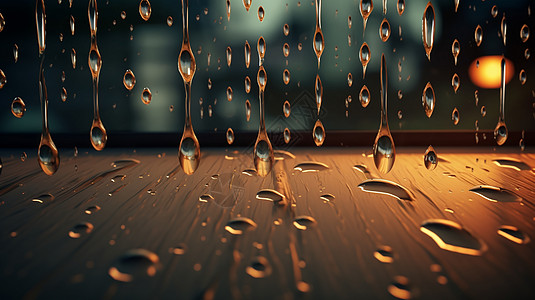 地面上的水滴雨滴滴在地面上背景