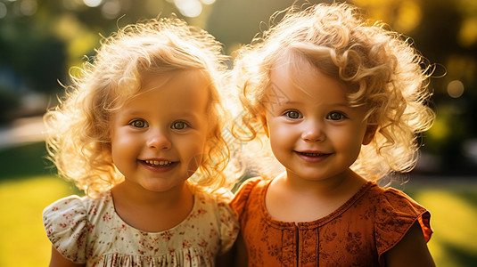 快乐的双胞胎姐妹背景图片