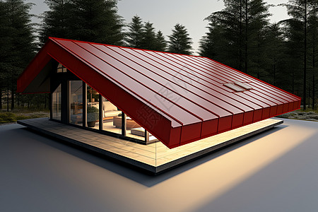 红色金属屋顶图片