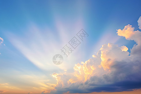 天空霞光阳光照射透过云层背景