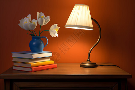 书本和台灯背景图片