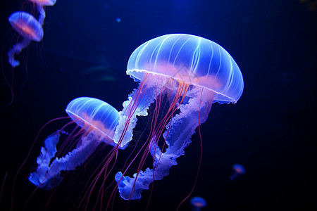 深海水母海底发光的水母背景