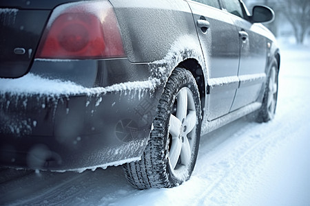 冬季下雪天街道上停放的车辆背景图片