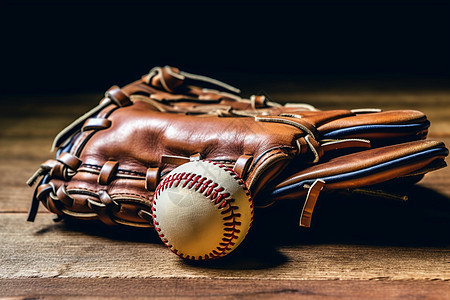 竞赛运动的棒球手套和棒球图片