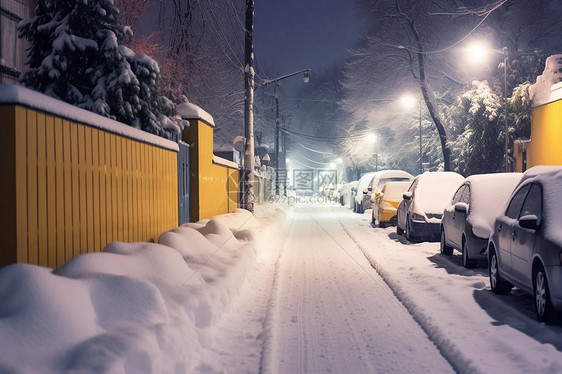 寒冷雪天城市街道景观图片