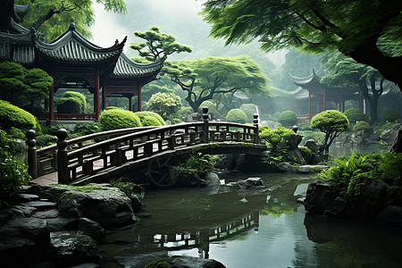 中国园林风景的宁静之旅背景图片