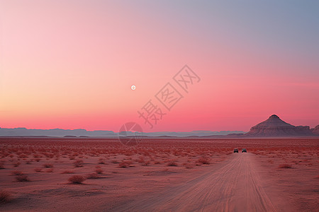旅旅游粉红黄昏的沙漠之旅背景