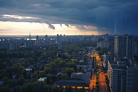 乌云城市现代城市的天际线背景