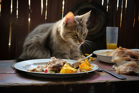 享受美食的猫咪图片