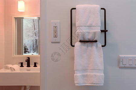 浴室里摆放的毛巾图片
