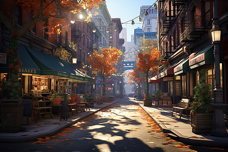 秋叶的街道背景图片