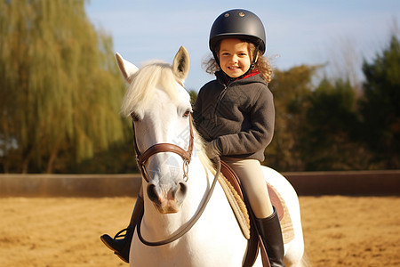 女孩骑白马微笑骑白马高清图片