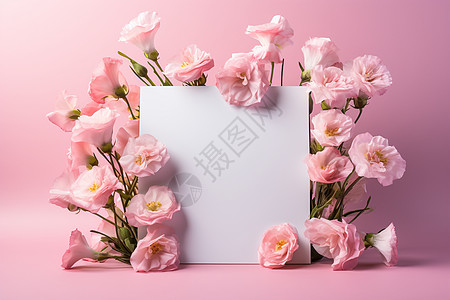 花朵围绕的白纸图片