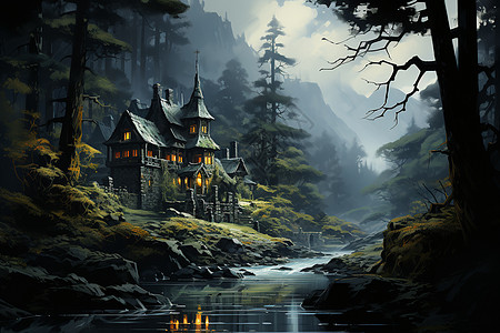 迷雾森林里的房子图片