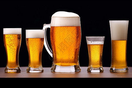 五杯啤酒背景图片