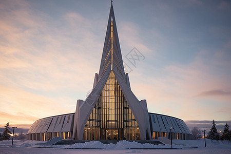 白雪覆盖的教堂图片