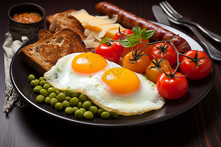 美味诱人的英式早餐背景图片