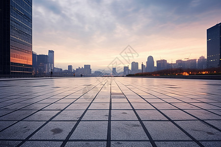 商务建筑日出的城市风景背景