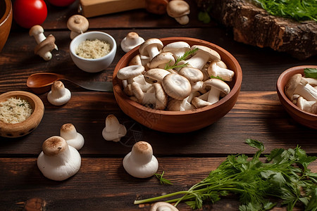 鲜嫩的蘑菇食材图片