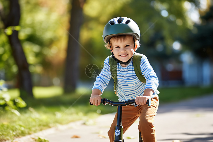 骑滑板车的小男孩图片