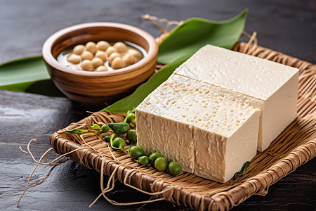 餐桌上的豆腐食材高清图片