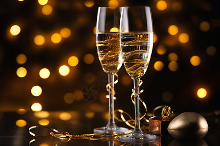 庆祝宴会上的香槟酒杯背景图片