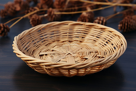 棕色柳条编制的篮子背景图片