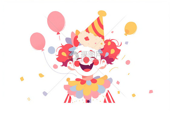 欢快的小丑和气球图片