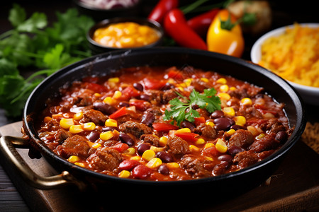 美味的墨西哥辣椒炖牛肉高清图片