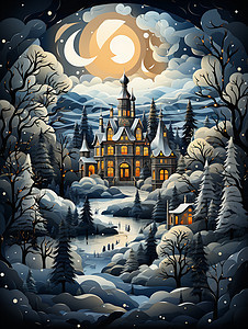 冬日童话城堡图片