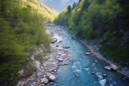 夏季山谷间潺潺的流水图片