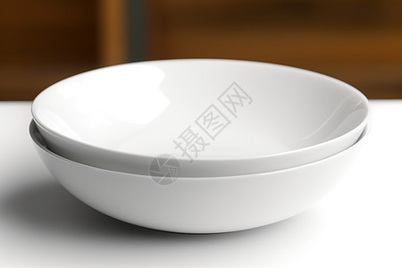 桌面上简约的白色陶瓷碗图片