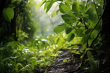 丛林之雨水滴茂密高清图片