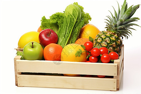 木篮中的新鲜蔬菜水果图片