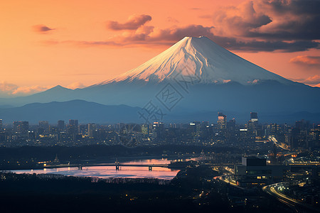 雪山下的城市建筑图片