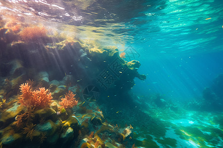 大海中的珊瑚礁图片