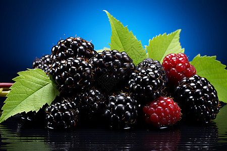 美味水果桌面上新鲜的黑莓背景