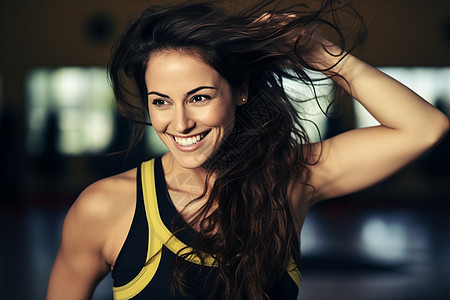 健身房开心运动的女子背景图片