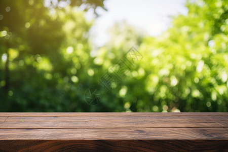 夏季林间的木质桌面图片