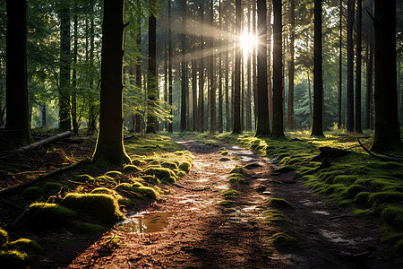 森林中的小路背景图片