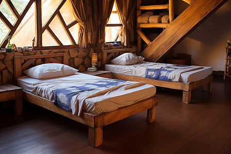 温馨的木质卧室图片