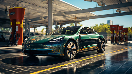绿色的能源汽车背景图片