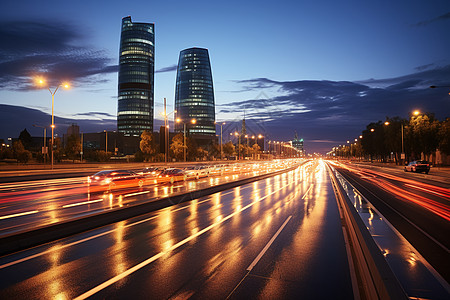 商业街道繁忙城市夜景设计图片